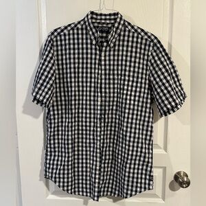 Chaps Men's Navy and White Plaid Shirt